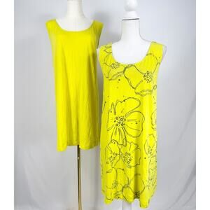 Chalet Et Cici Women's Artsy Crinkle Shift Tunic Tank Top Large Lime Lagenlook